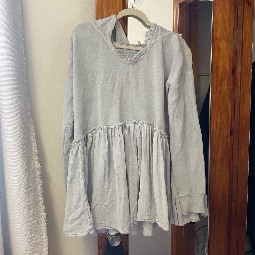 Free People Beach Hoodie (blue) with tulle bottom